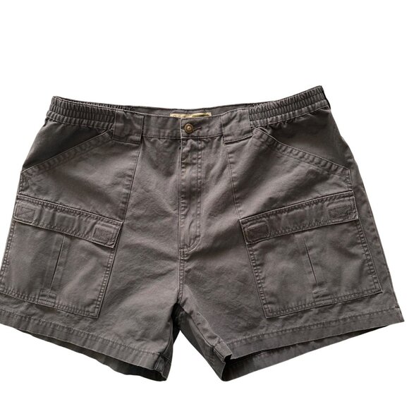Cabelas Mens Cargo Shorts Khaki & Gray Elastic Waist 6 Pockets Hunting Camping - Picture 7 of 10